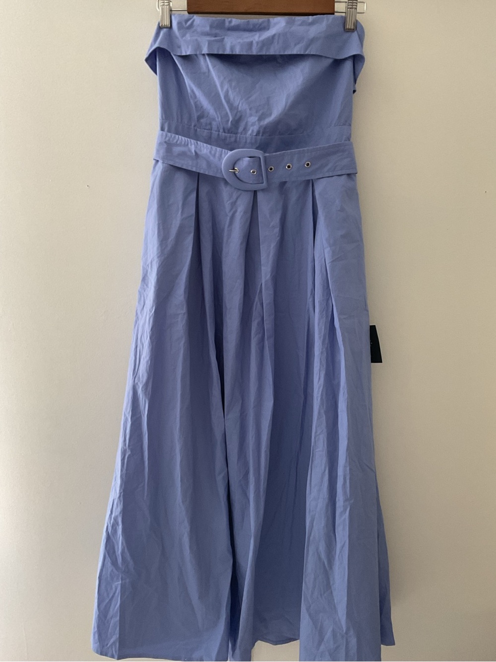 Lulus Trendsetting Choice Periwinkle Blue Strapless Pockets Midi Dress NWT Med - Picture 5 of 14